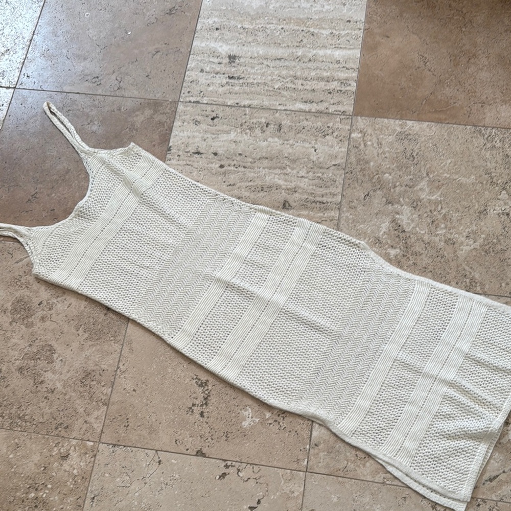 Abercrombie & Fitch Cream Crochet Knit Swim Coverup Dress